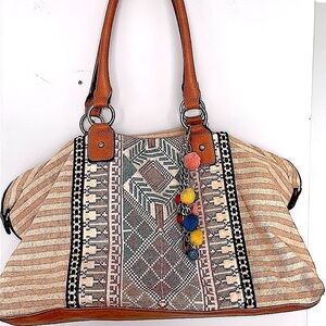 Aldo Cream and Tan Shoulder Bag with Elegant Design